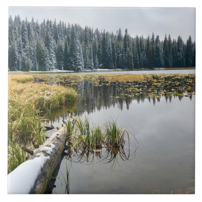 Golden Snow Ceramic Tile (Front)