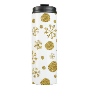 Golden Snow Flakes 1 Thermal Tumbler