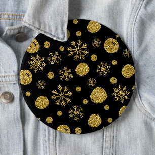 Golden Snow Flakes 2 6 Cm Round Badge