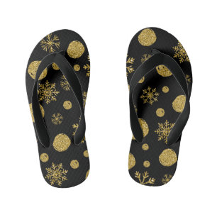 Golden Snow Flakes 2 Kid's Thongs
