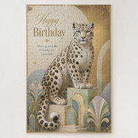 Golden Snow Leopard Birthday Elegance