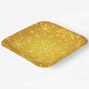 Golden Snow Paper Plate