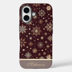 Golden Snowfall: Christmas’s Shimmering Elegance iPhone 16 Case