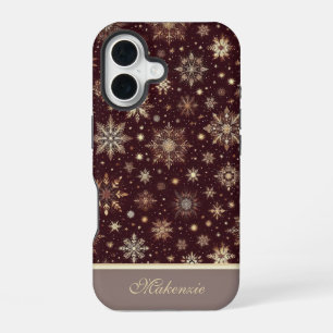 Golden Snowfall: Christmas’s Shimmering Elegance iPhone 16 Case