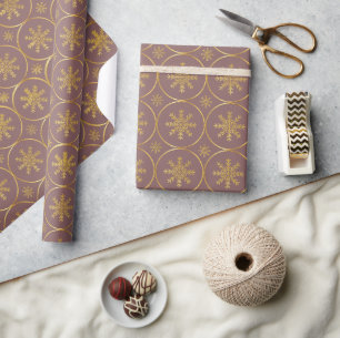 Golden Snowflake Christmas gift wrapping paper 