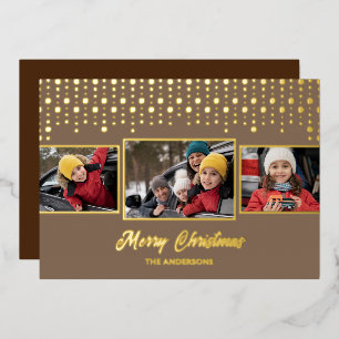 Golden Snowflake Christmas Photo Foil Holiday Card