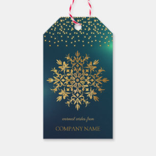 Golden snowflake, Company Gold Christmas Gift Tags