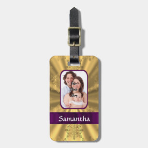 Golden snowflake custom photo luggage tag