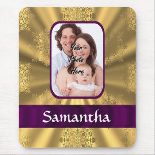 Golden snowflake custom photo mouse pad