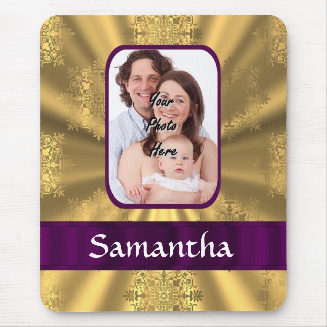 Golden snowflake custom photo mouse pad (Front)