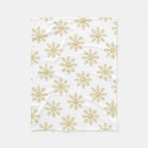 Golden Snowflake Fleece Blanket