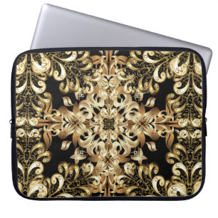 Golden snowflake simple seamless pattern. Vintage Laptop Sleeve
