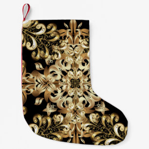 Golden snowflake simple seamless pattern. Vintage  Small Christmas Stocking