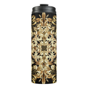Golden snowflake simple seamless pattern. Vintage Thermal Tumbler