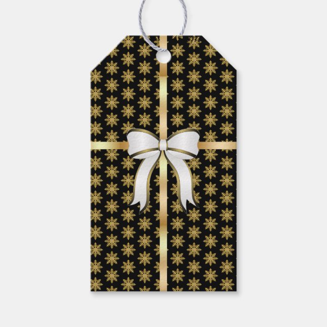 Golden Snowflake Wine Gift Tag (Front)