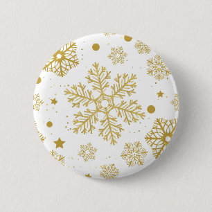 Golden snowflakes 6 cm round badge