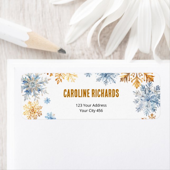 Golden Snowflakes Address Labels (Insitu)
