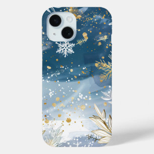 Golden Snowflakes and Winter Foliage Phone Case