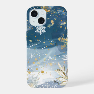 Golden Snowflakes and Winter Foliage Phone Case