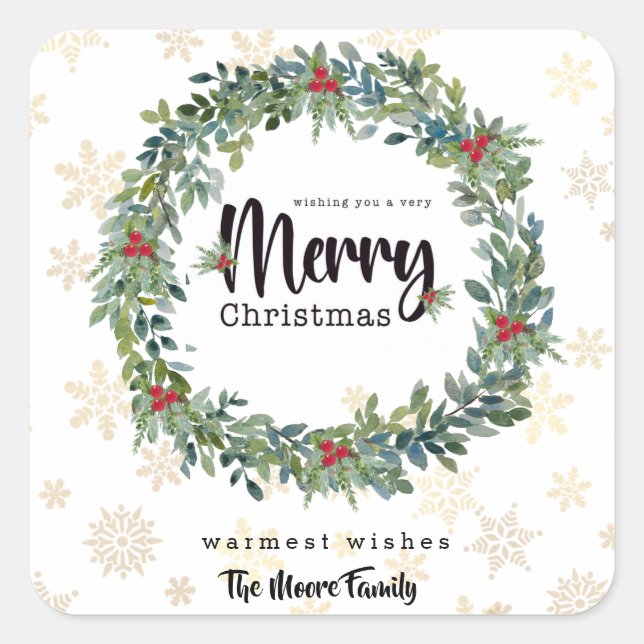 Golden Snowflakes Christmas Sticker (Front)