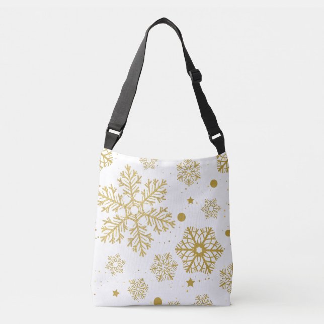 Golden snowflakes crossbody bag (Front)