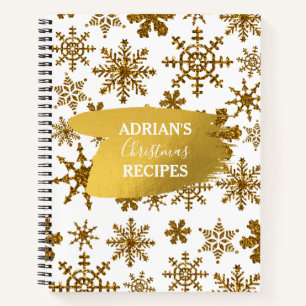Golden Snowflakes Custom Christmas Recipes  Notebook