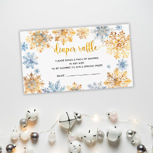Golden Snowflakes Diaper Raffle Enclosure Card