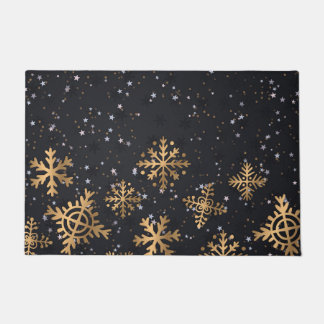 Golden snowflakes doormat