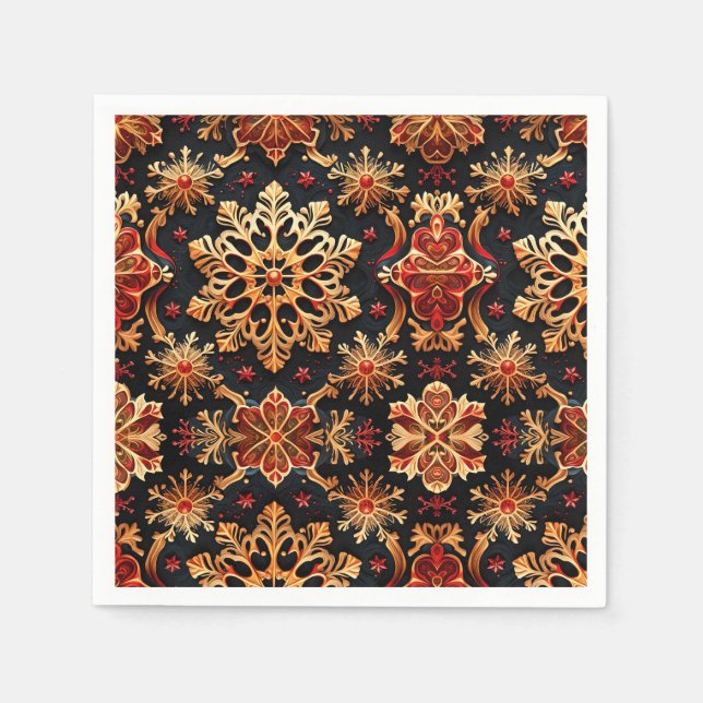 Golden Snowflakes Elegant  Winter holidays Design  Napkin (Front)