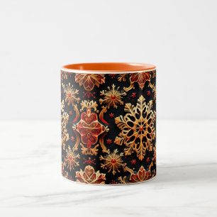 Golden Snowflakes Elegant Winter holidays Design Two-Tone Coffee Mug