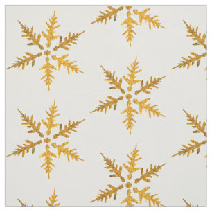 Golden Snowflakes Fabric