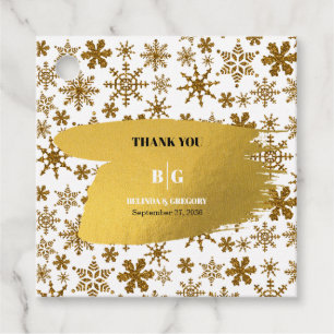 Golden Snowflakes Festive Christmas Wedding Favour Tags