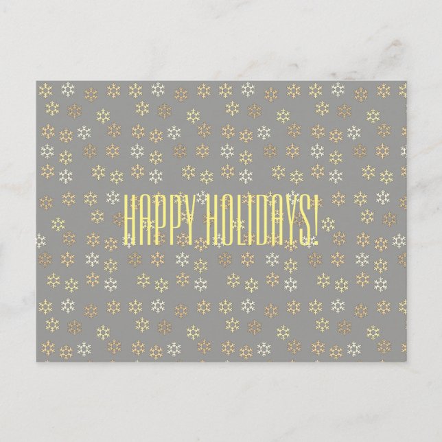 Golden Snowflakes Happy Holidays Postcard (Front)