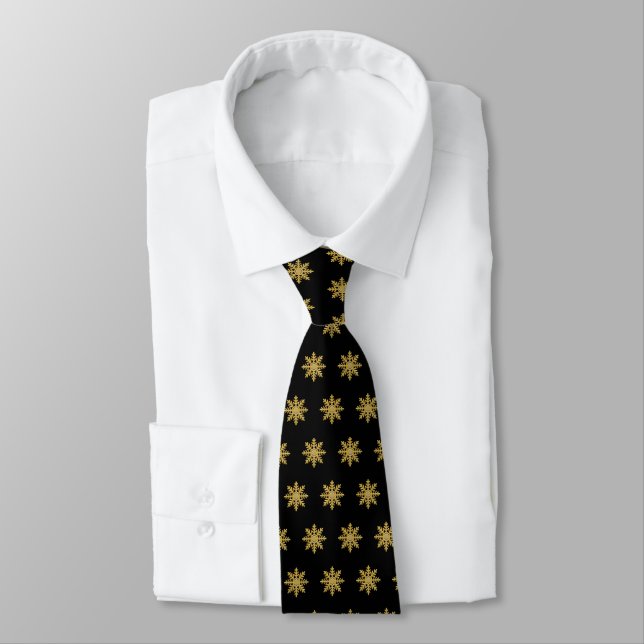 Golden Snowflakes neck tie (Tied)