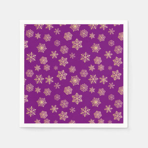 Golden snowflakes on a purple background napkin
