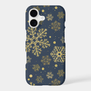 Golden snowflakes on navy