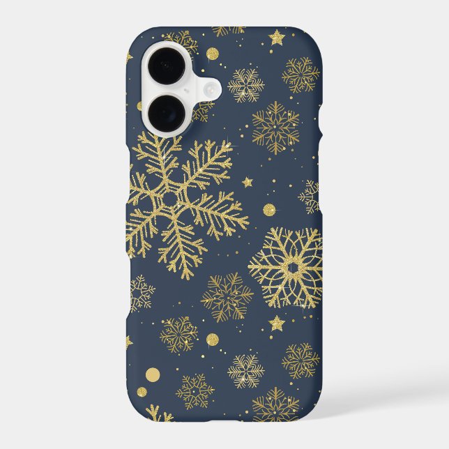Golden snowflakes on navy (Back)