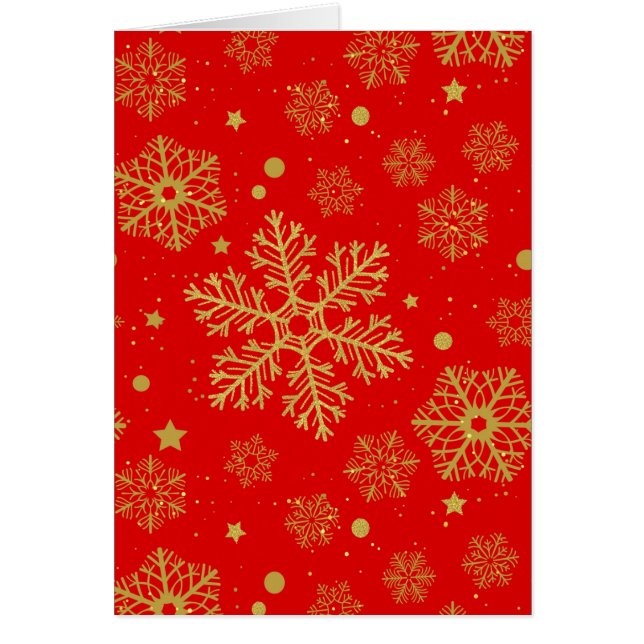Golden snowflakes on red (Front)