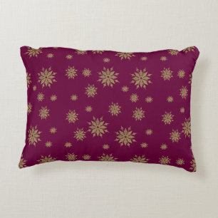 Golden snowflakes on red background decorative cushion
