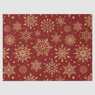 Golden Snowflakes on Red - Classic Christmas (1) Tissue Paper