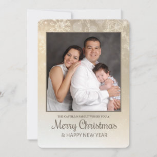 Golden Snowflakes Photo Holiday Card
