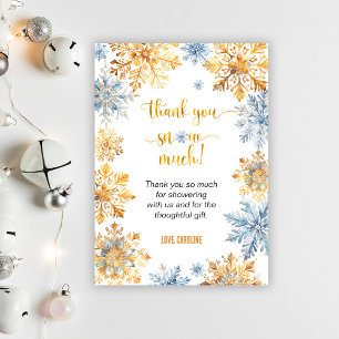 Golden Snowflakes Thank You Card