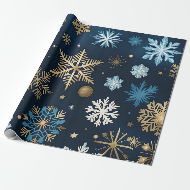 golden snowflakes  wrapping paper (Unrolled)
