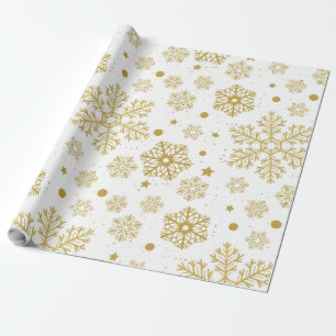 Golden snowflakes wrapping paper
