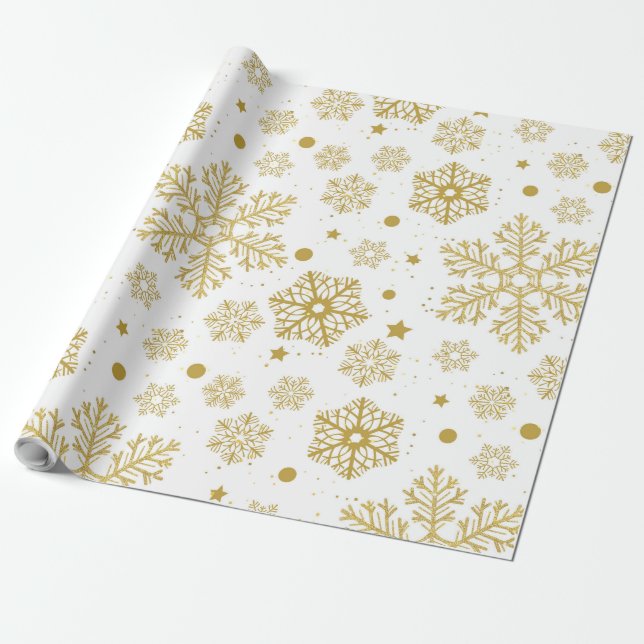 Golden snowflakes wrapping paper (Unrolled)