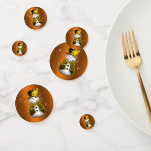 Golden Snowman Christmas Confetti