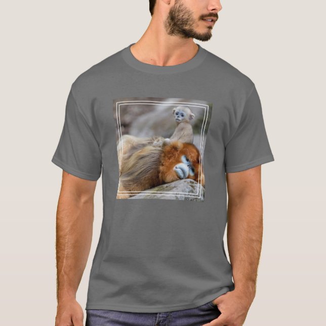 Golden Snub-nosed Monkey Dad with Baby T-Shirt (Front)