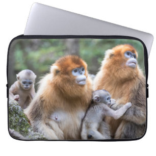 Golden Snub-nosed Monkey Family Laptop Sleeve