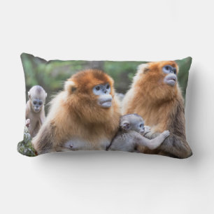 Golden Snub-nosed Monkey Family Lumbar Cushion