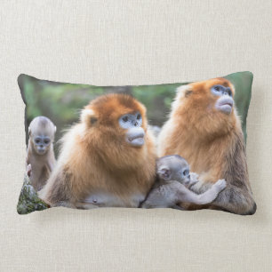 Golden Snub-nosed Monkey Family Lumbar Cushion